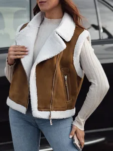 Dámska zamatová vesta s kožúškom WOOLZIP