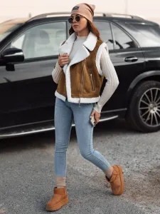 Dámska zamatová vesta s kožúškom WOOLZIP