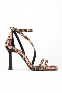 Shoeberry Women's Mules Leopard Satin Heeled Shoes
