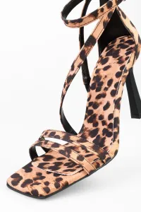 Shoeberry Women's Mules Leopard Satin Heeled Shoes