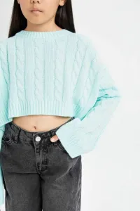 DEFACTO Girl Crop Crew Neck Hair Knitted Sweater