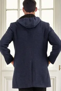 PLT8376 DEWBERRY MEN'S COAT-PATTERNED NAVY BLUE-2