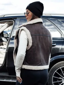 Dámska zamatová vesta s kožúškom WOOLZIP