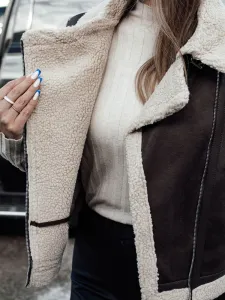 Dámska zamatová vesta s kožúškom WOOLZIP