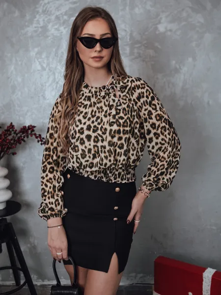 Dámska blúzka oversize s leopardím vzorom
