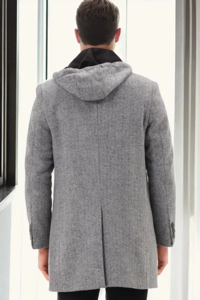 PLT8371 DEWBRRY MEN'S COAT-DIAGONAL BLACK-GREY-2