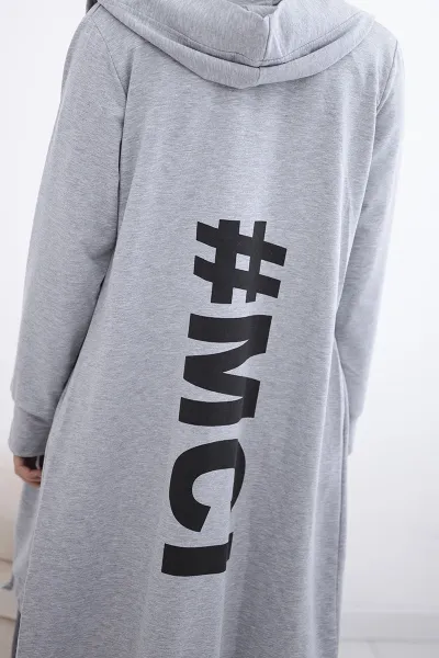 Cardigan with oversize print grey