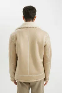 DEFACTO Slim Fit Faux Leather Jacket Slim Cut Zipper Collar Faux Für Lined Zipper