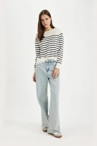 DEFACTO Regular Fit Soft Textured Crew Neck Striped Knitwear Sweater