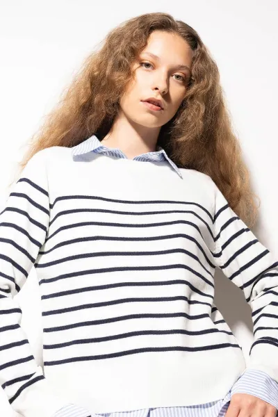 DEFACTO Regular Fit Soft Textured Crew Neck Striped Knitwear Sweater