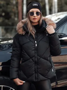Dámska zimná bunda LESISI s kapucňou, čierna