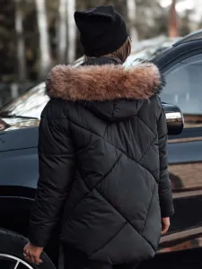 Dámska zimná bunda LESISI s kapucňou, čierna
