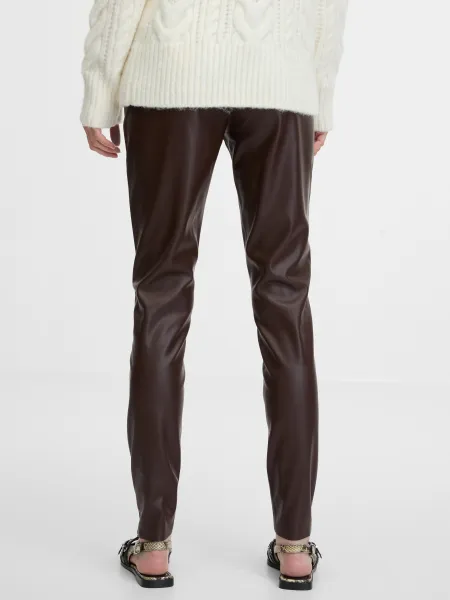 Brown Women's Leatherette Trousers ORSAY - Women's