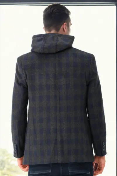 K7532 DEWBERRY MEN'S COAT-PLAID NAVY BLUE-1