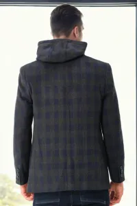 K7532 DEWBERRY MEN'S COAT-PLAID NAVY BLUE-1