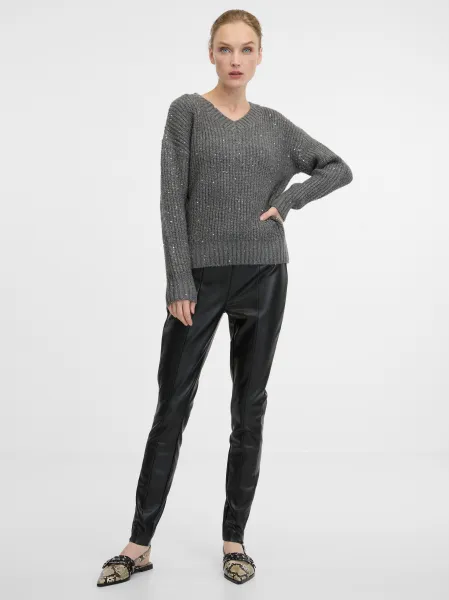 Black Women's Leatherette Trousers ORSAY - Women's