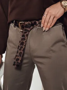 Dámske chino nohavice LEOCINCIN s pásom khaki