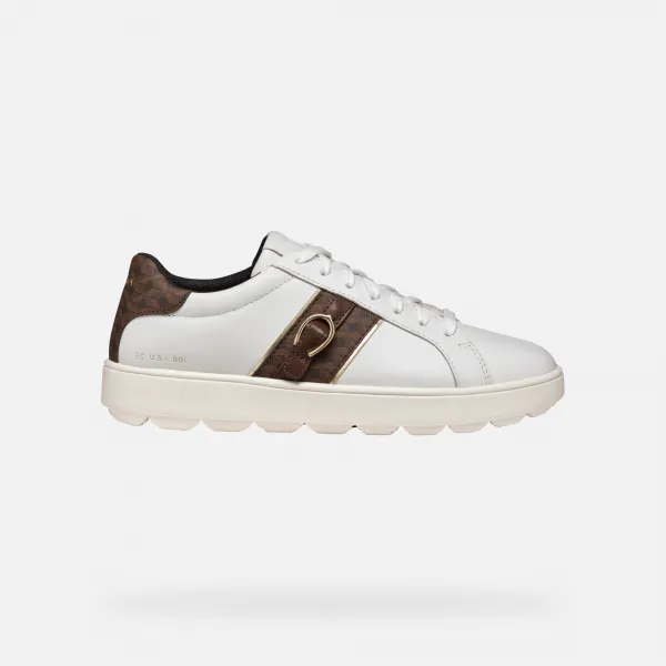 White Women's Geox Spherica Ecub-1 Sneakers - Women's