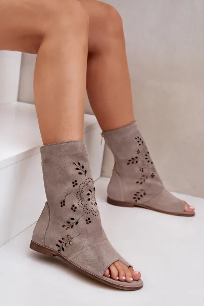 Zazoo 3437 Dámske Semišové Sandále S Návlekom Na Zips Beige