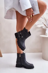 Lewski Shoes Kožené Dámske Topánky Na Plohom Opätku Čierne Lewski 3610