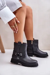 Lewski Shoes Kožené Dámske Topánky Na Plohom Opätku Čierne Lewski 3610