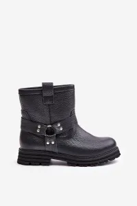 Lewski Shoes Kožené Dámske Topánky Na Plohom Opätku Čierne Lewski 3610