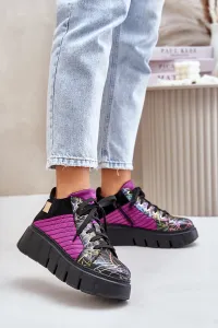 Kožené Sneakersy Na Platforme Fuchsie Maciejka