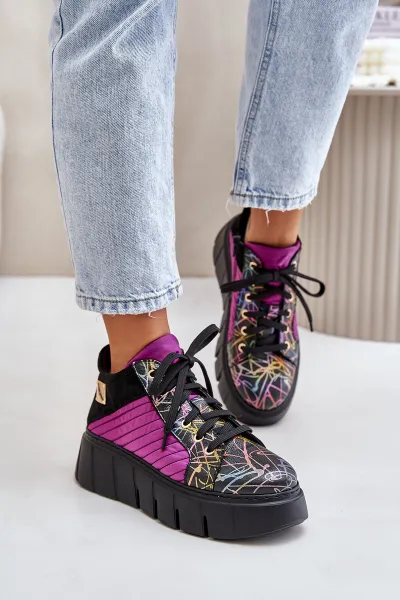 Kožené Sneakersy Na Platforme Fuchsie Maciejka