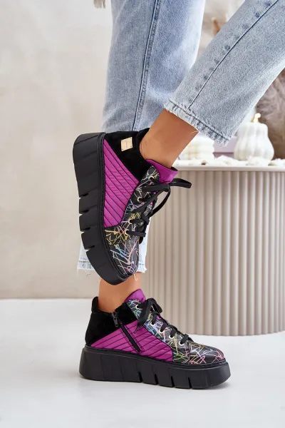 Kožené Sneakersy Na Platforme Fuchsie Maciejka