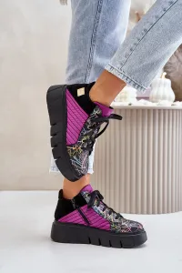 Kožené Sneakersy Na Platforme Fuchsie Maciejka