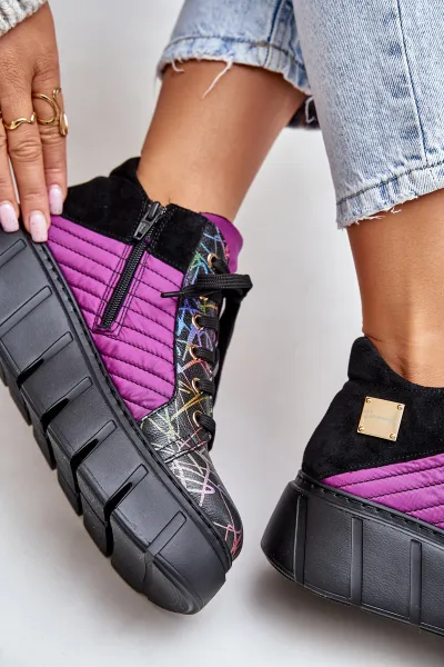 Kožené Sneakersy Na Platforme Fuchsie Maciejka