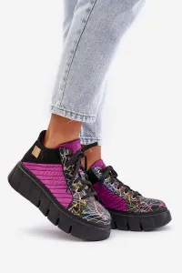 Kožené Sneakersy Na Platforme Fuchsie Maciejka
