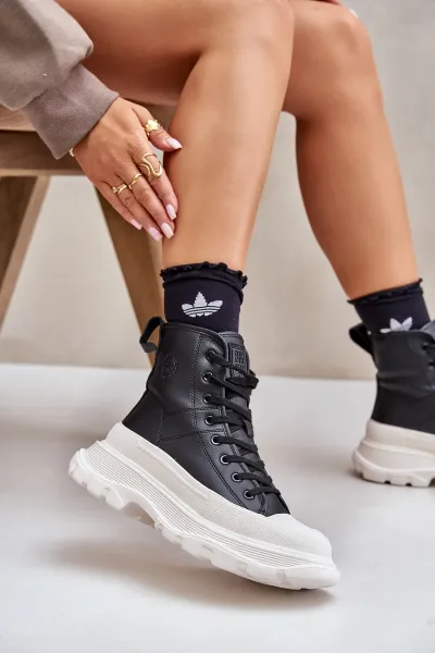 BIG STAR SHOES Kožené Zateplené Tenisky Na Masívnej Platforme Big Star