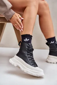 BIG STAR SHOES Kožené Zateplené Tenisky Na Masívnej Platforme Big Star