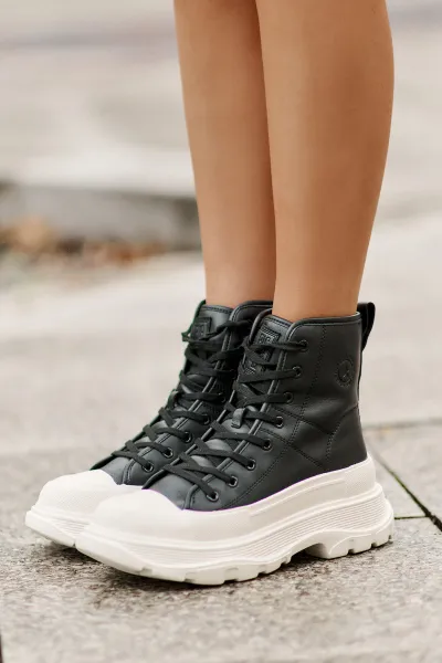 BIG STAR SHOES Kožené Zateplené Tenisky Na Masívnej Platforme Big Star