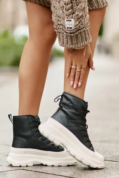 BIG STAR SHOES Kožené Zateplené Tenisky Na Masívnej Platforme Big Star