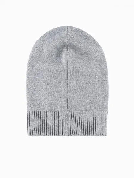 Ombre Men's winter cotton knit beanie hat - grey melange