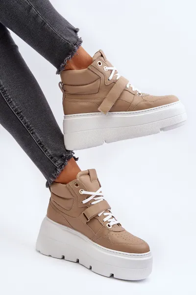 Zazoo 3450 Dámske Kožené Tenisky Beige