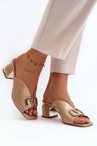 Elegantné dámske sandále na vysokom opätku Laura Messi 2771 zlaté