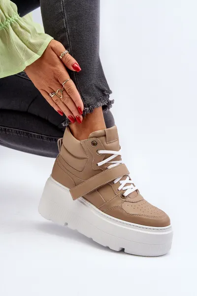 Zazoo 3450 Dámske Kožené Tenisky Beige