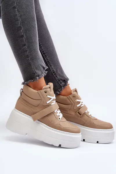 Zazoo 3450 Dámske Kožené Tenisky Beige