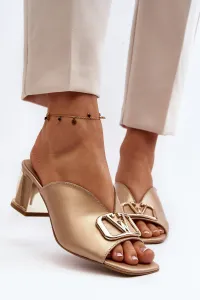Elegantné dámske sandále na vysokom opätku Laura Messi 2771 zlaté