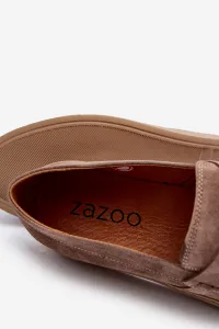 Mužské semišové poltopánky Loafersy Zazoo 1574 Tmavobežové