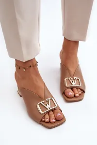 Elegantné Dámske Papuče Na Podpätku Laura Messi 2771 Bežové