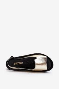 Zazoo 2893 Dámske kožené sandále na hrubej podrážke zlaté