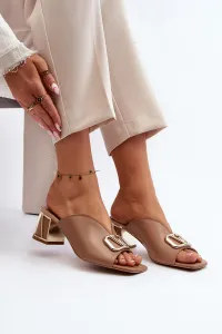 Elegantné Dámske Papuče Na Podpätku Laura Messi 2771 Bežové
