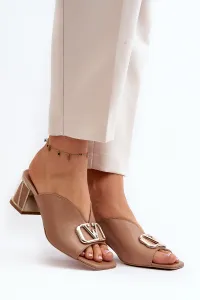 Elegantné Dámske Papuče Na Podpätku Laura Messi 2771 Bežové