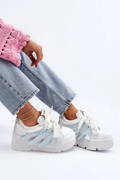 Sneakersy S Hrúbkou Podrážky Na Modrej Platforme Zazoo