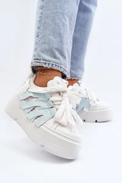 Sneakersy S Hrúbkou Podrážky Na Modrej Platforme Zazoo