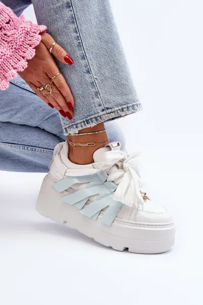 Sneakersy S Hrúbkou Podrážky Na Modrej Platforme Zazoo
